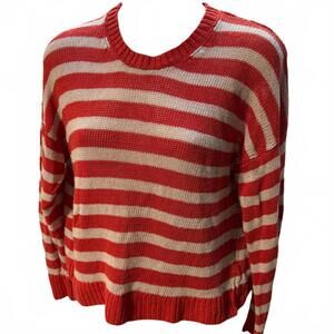 Madewell Red Nautical Striped Women's Sweater, Coastal Chic, Medium